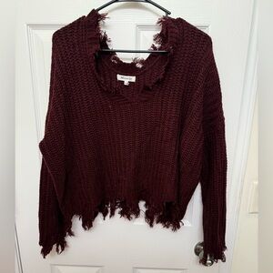 Distressed Sweater (Maroon, Size S/M)